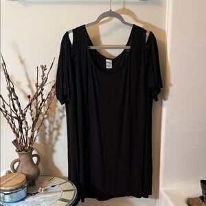 Terra & Sky Black Cold Shoulder Blouse